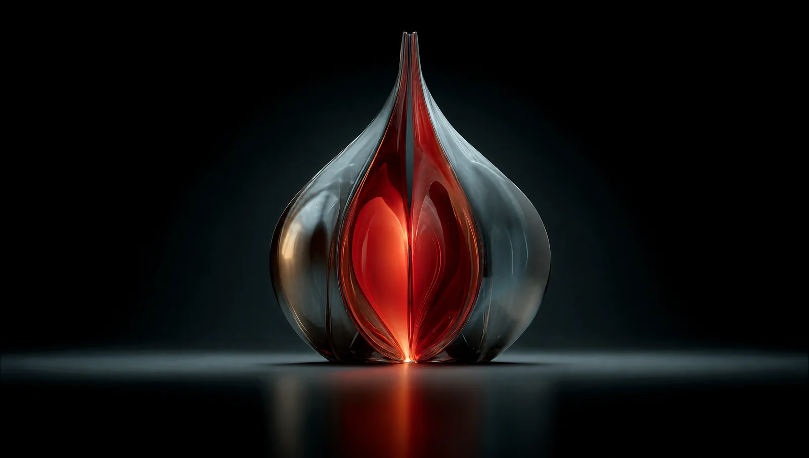Red glass bud artwork